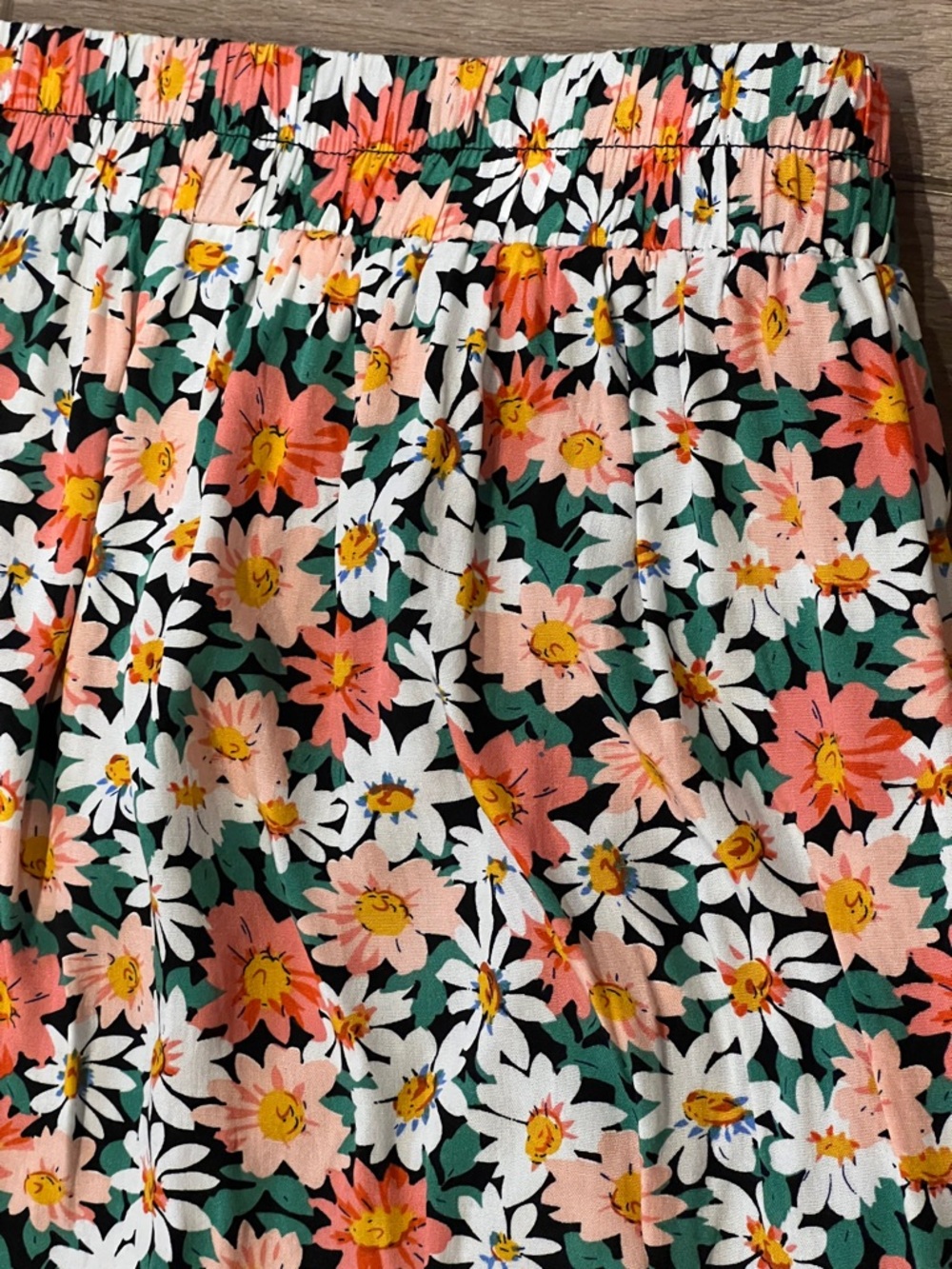 Pretty Garden Floral Daisy Ho-Low Hem Midi Skirt Elastic Waist Size L Colorful - Picture 14 of 14